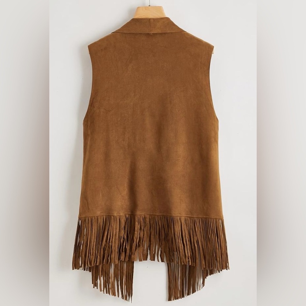Western or Boho Fringe Vest faux suede Kontrol Size Medium